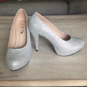 Sparkly silver heels