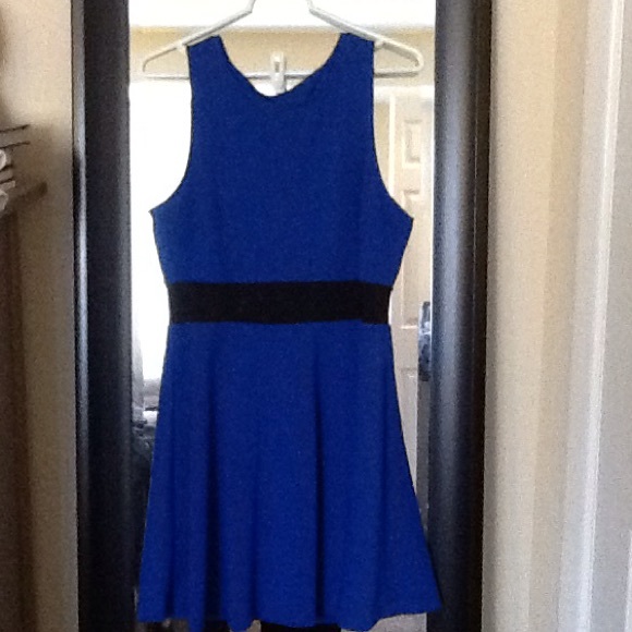 Sapphire Blue Mini Dress - Sheer Waist