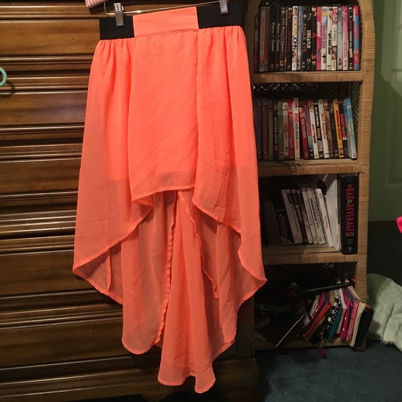 Coral high low sheer skirt