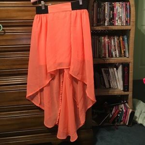 Coral high low sheer skirt