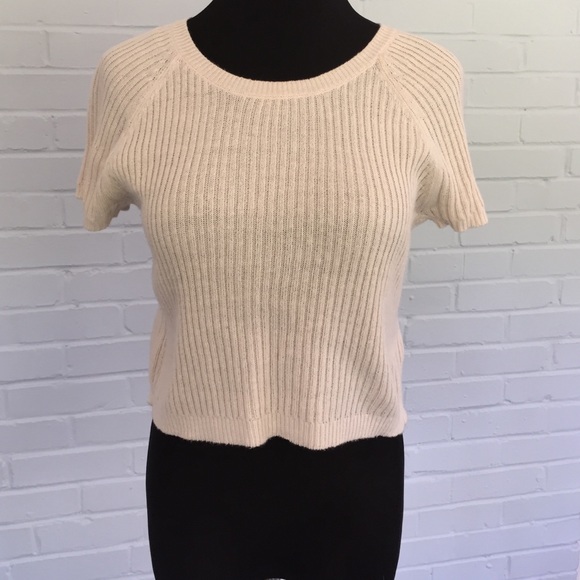 Cream ribbed crop top - Picture 1 of 3