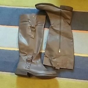 Gray riding boots
