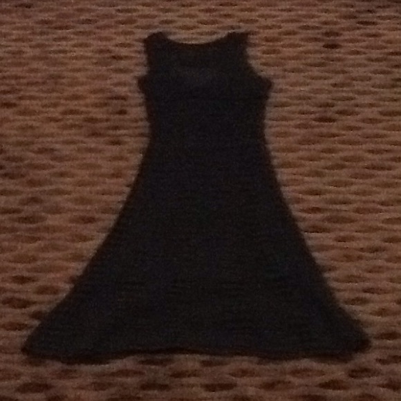 Black knee length crochet dress