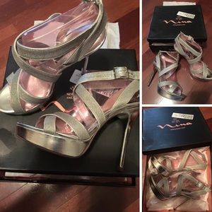 Nina silver Heels. With box.