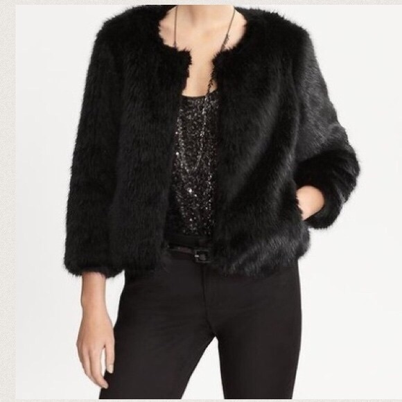 Banana Republic Jackets & Blazers - New Listing💋Banana Republic Black Faux Fur Jacket