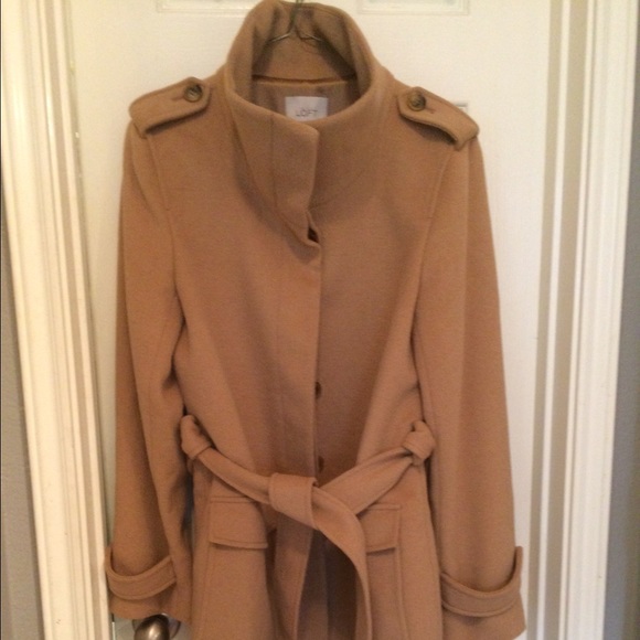 Loft camel calf length coat