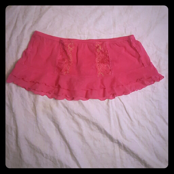 Sexy Lace Hot Pink Lingerie Skirt
