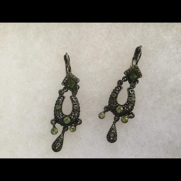 Green dangle earrings