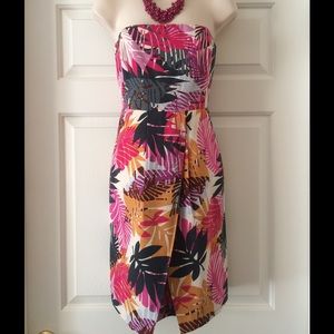 Banana republic tropical floral strapless dress