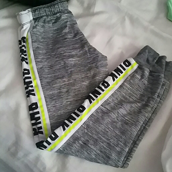 PINK Victoria's Secret Pants - VS neon yellow marl grey sweatpants