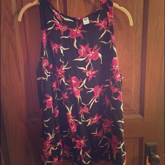 Old Navy Fuschia & Black Floral Sleeveless Top XXL