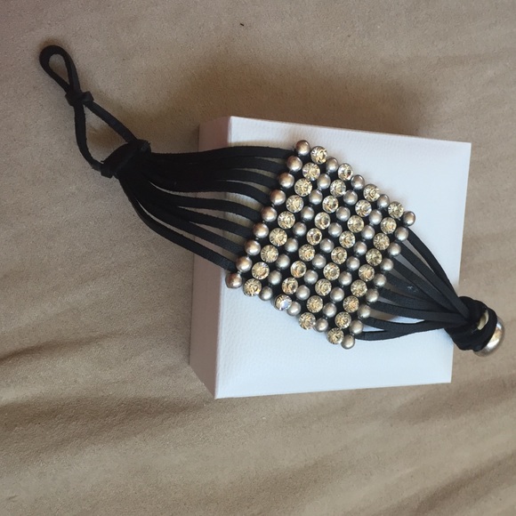 Leather studded adjustable bracelet