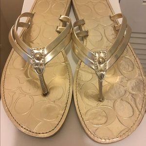 Authentic Coach Gold flip flops