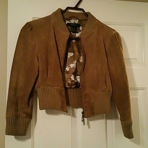 Cute suede half jacket