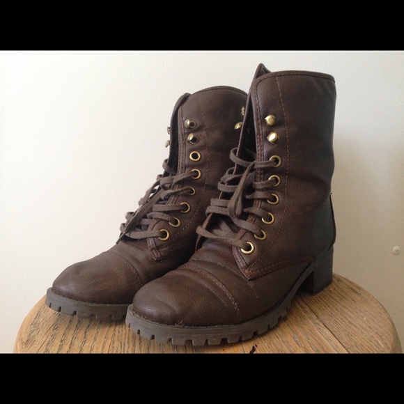 Brown Leather Combat Boots!