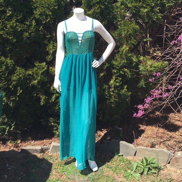 Trendy emerald studded and lace chiffon romper