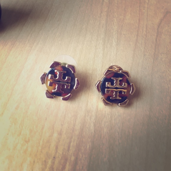 Tori Burch stud earrings - tortoise and gold