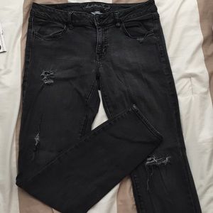 Gray destroyed jeggings