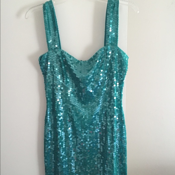 Aqua blue sparkling dress