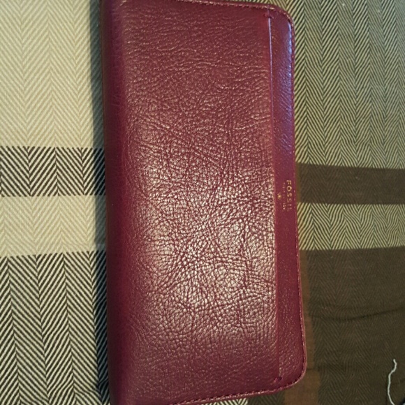 Maroon fossil wallet