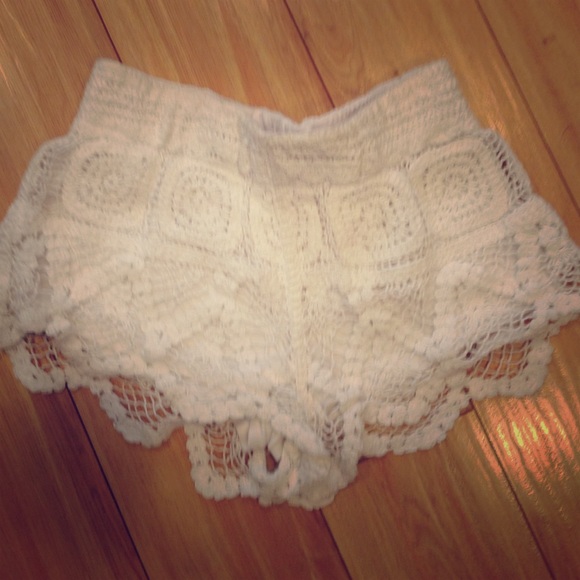 White crocheted shorts size Small