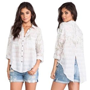 NWT Free People Floral Button Up - Lilac Combo