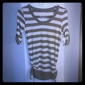 Brown and Tan Striped Blouse