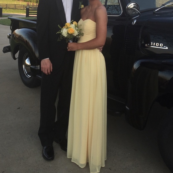 Light Yellow Strapless Prom Dress - Picture 2 of 3