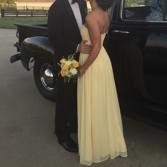Light Yellow Strapless Prom Dress - Picture 3 of 3