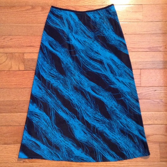Lux Dresses & Skirts - LUX - size S abstract midi skirt blue black EUC