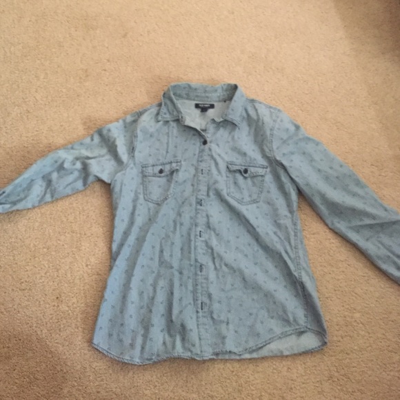 Denim anchor print button up