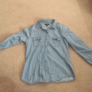 Denim anchor print button up