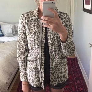 Gray leopard print military jacket
