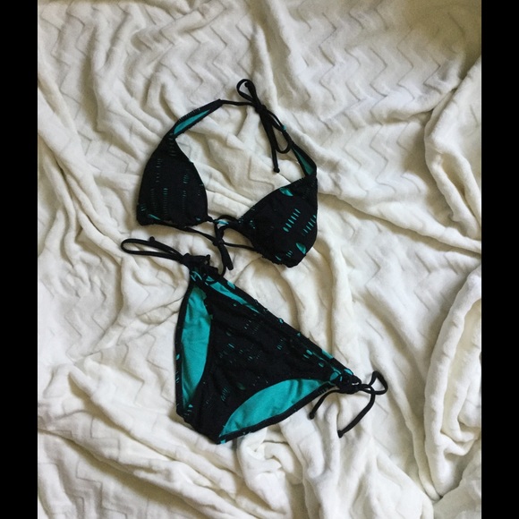 black and teal bikini