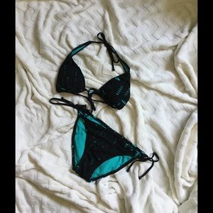 black and teal bikini