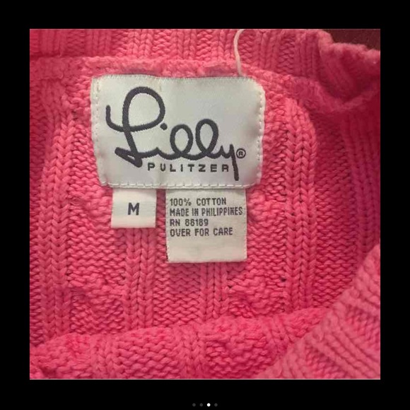 Lilly Pulitzer hot pink cable knit sweater - Picture 2 of 3