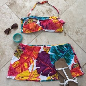 🌺🌴🌺 Palm print tropical skirted bikini