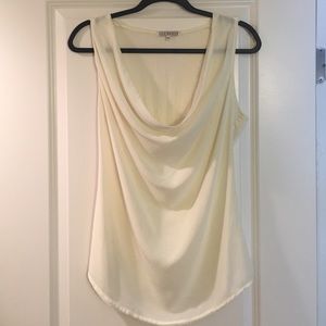 Cream draped neck blouse tank