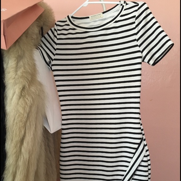 Black and white striped dress