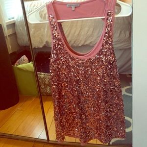 Pink sequined tank