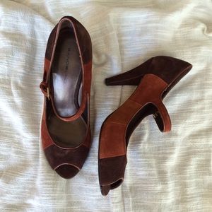 MOVING SALE! Brown Suede Peep Toe Mary Jane Pumps