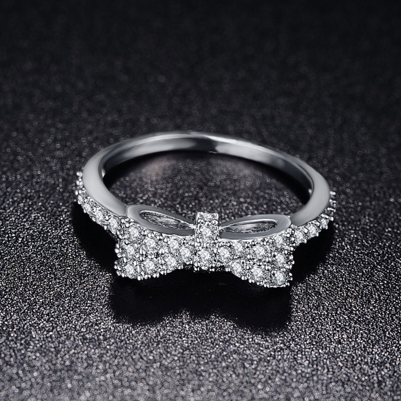 Micro Pave Cubic Zirconia Bow Ring - Picture 2 of 4