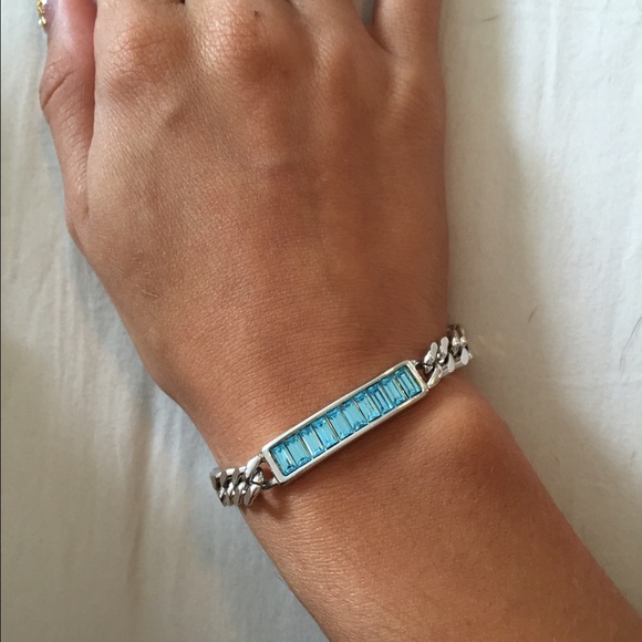 Swarovski Silver Bracelet w/ Aqua Crystals