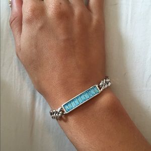 Swarovski Silver Bracelet w/ Aqua Crystals
