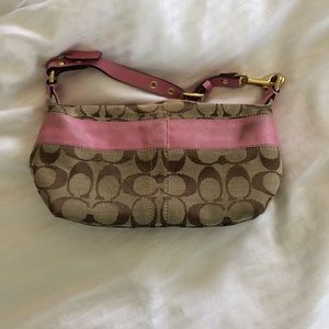 Pink and tan coach small bag