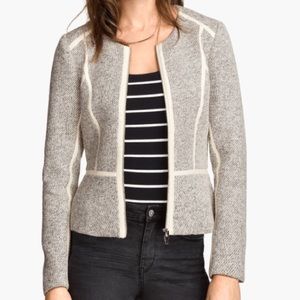 H&M Tweed Short Jacket in Natural White