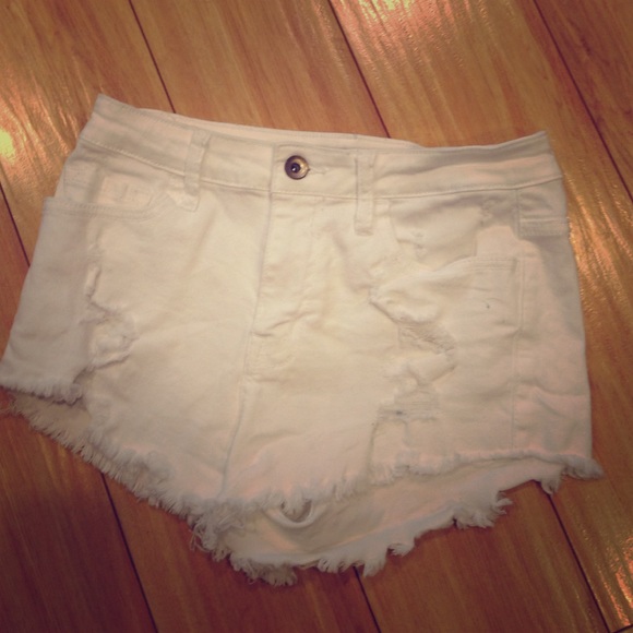 White Denim cut-off shorts