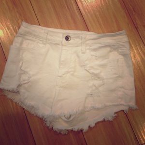 White Denim cut-off shorts