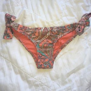 orange paisley side tie cheeky bikini bottoms
