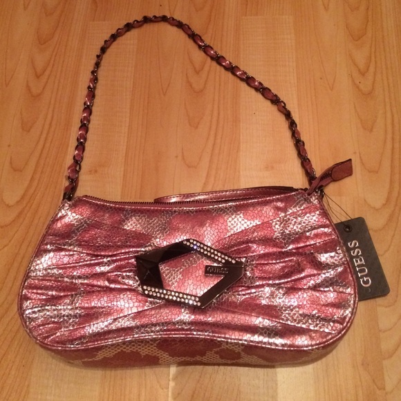 Guess pink snake skin bag